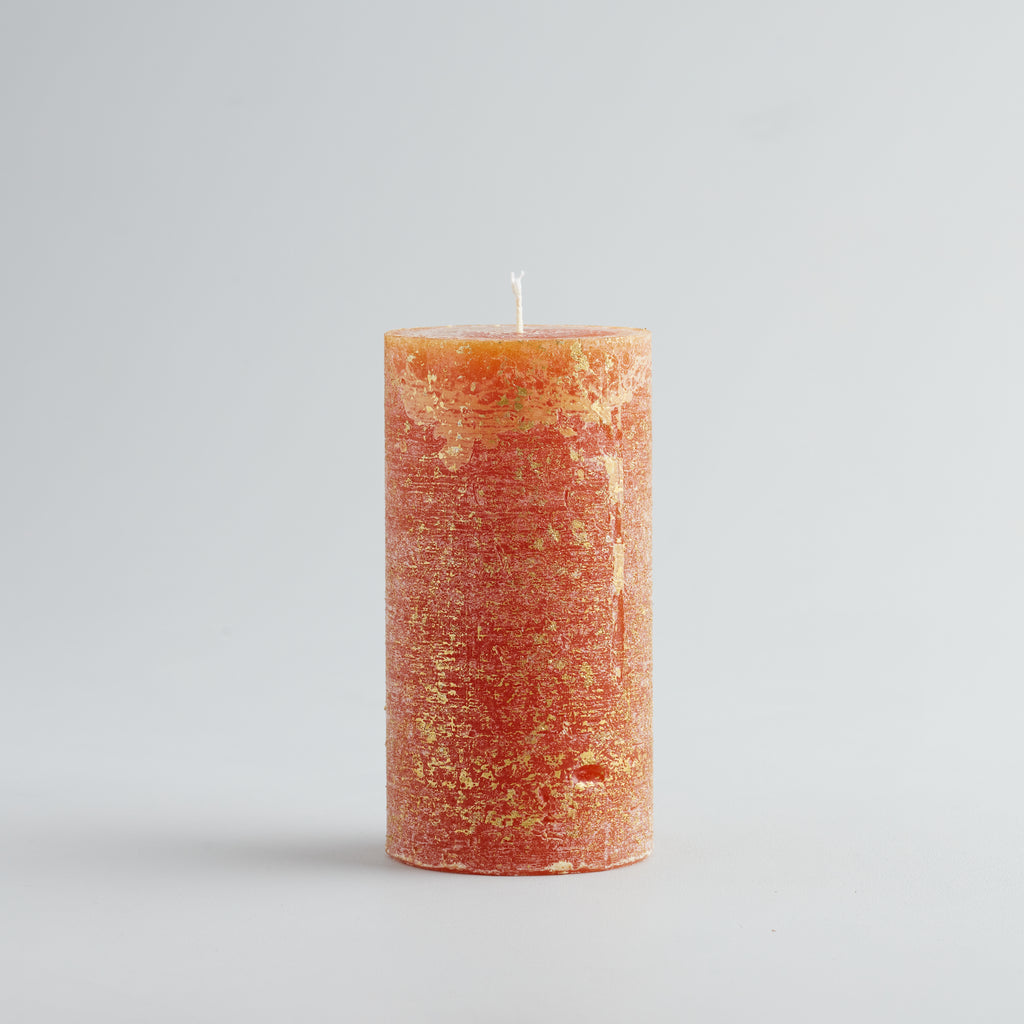 Orange & Cinnamon, Gold Marbled Pillar Candle