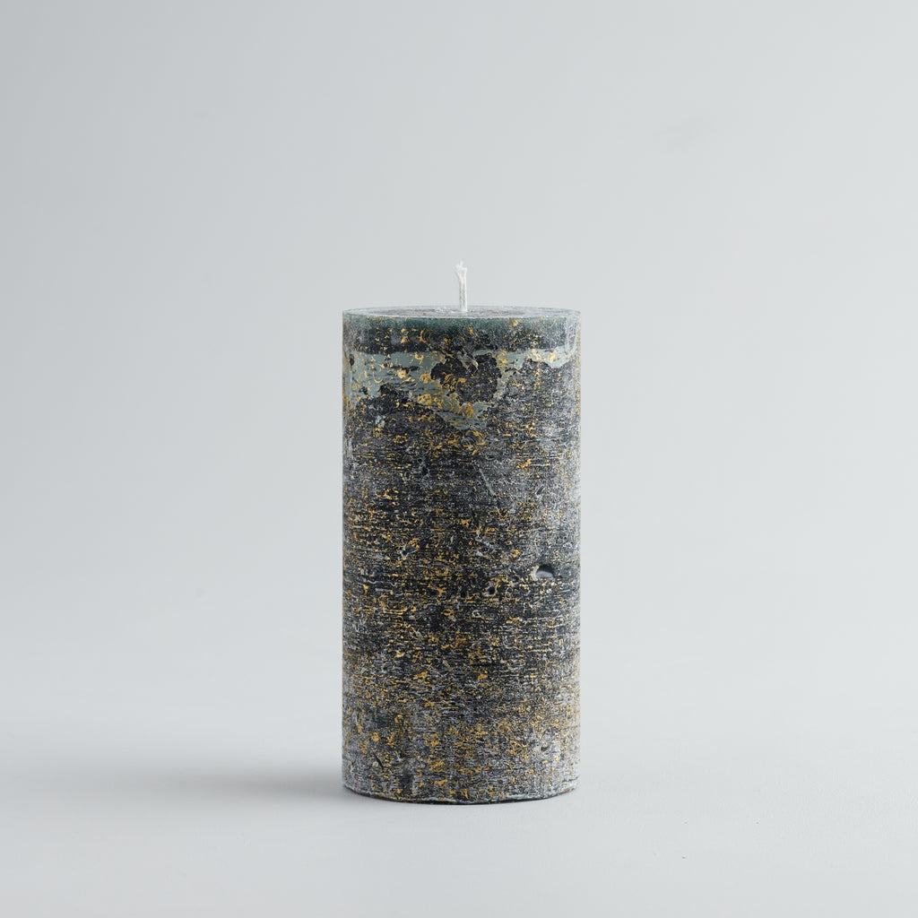 Winter Thyme, Gold Marbled Pillar Candle