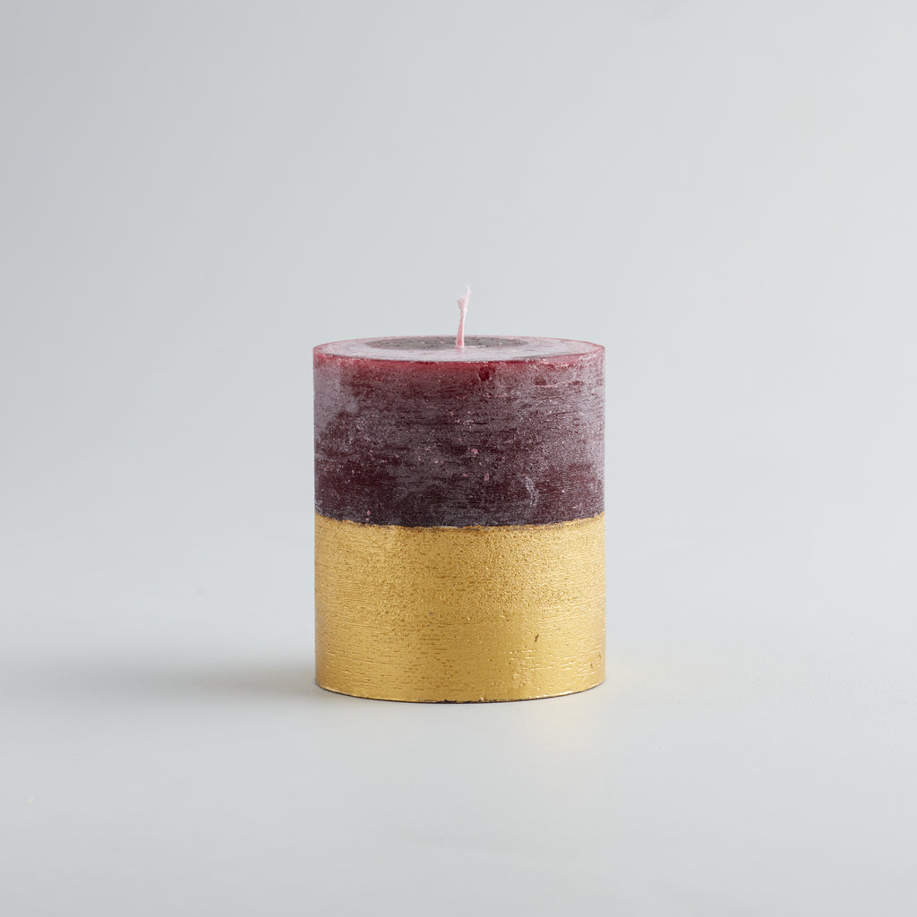 Figgy Pudding, Gold Half-Dipped Pillar Candle