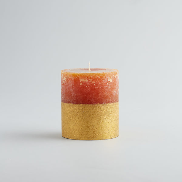 Orange & Cinnamon, Gold Dipped Pillar Candle